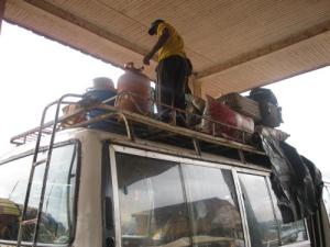 Piling the mini bus high at Bamenda coach station